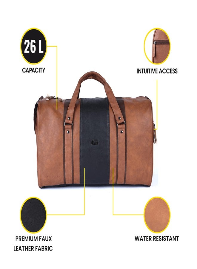 Gear Vintage Faux Leather 26L Water Resistant Travel Duffle Bag/Gym Bag for Men/Women (Tan), W-23 CM, Multicolor - Image 4